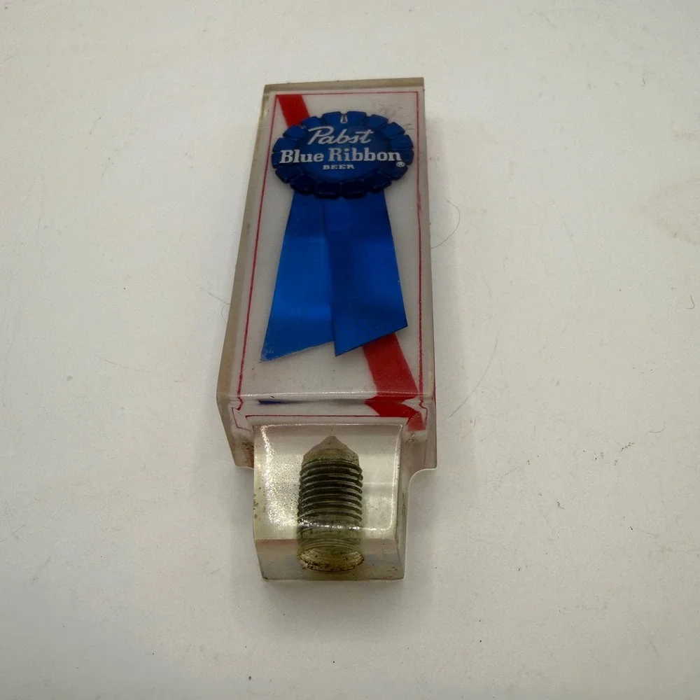 Vintage Pabst Blue Ribbon PBR Beer Tap Handle Lucite Acrylic Bar Decor